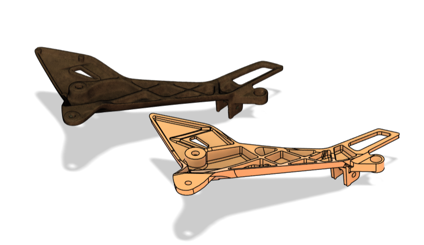 Reverse engineering of a motorcycle footrest.